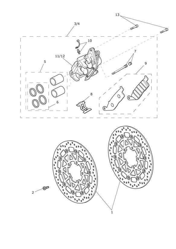 Front brake caliper & discs