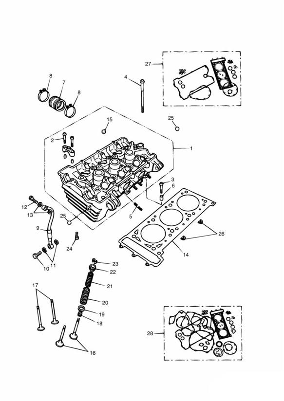 Cylinder head and valves