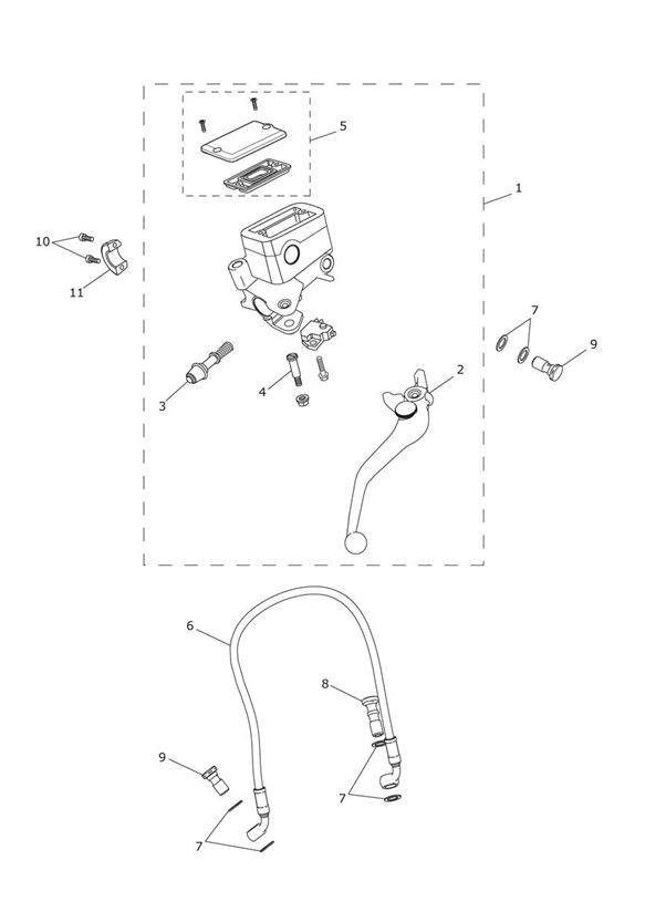 Front brake master cylinder & hoses