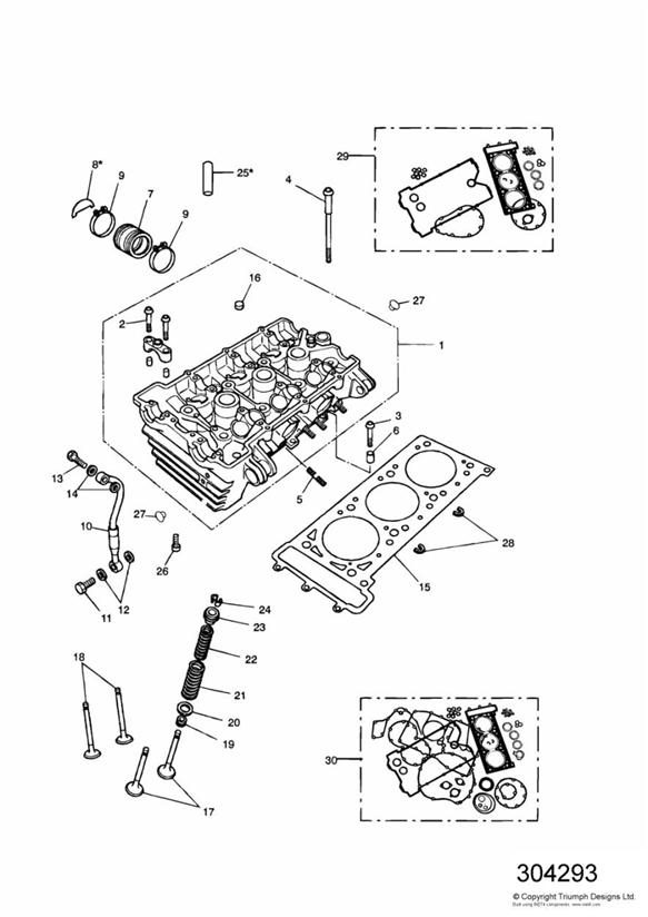 Cylinder head and valves