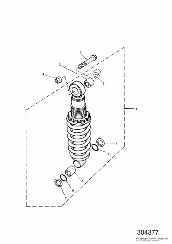 Rear suspension unit all models to vin 9082 and all 750cc models