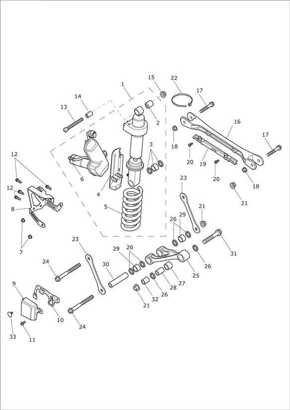 Rear suspension unit & linkage