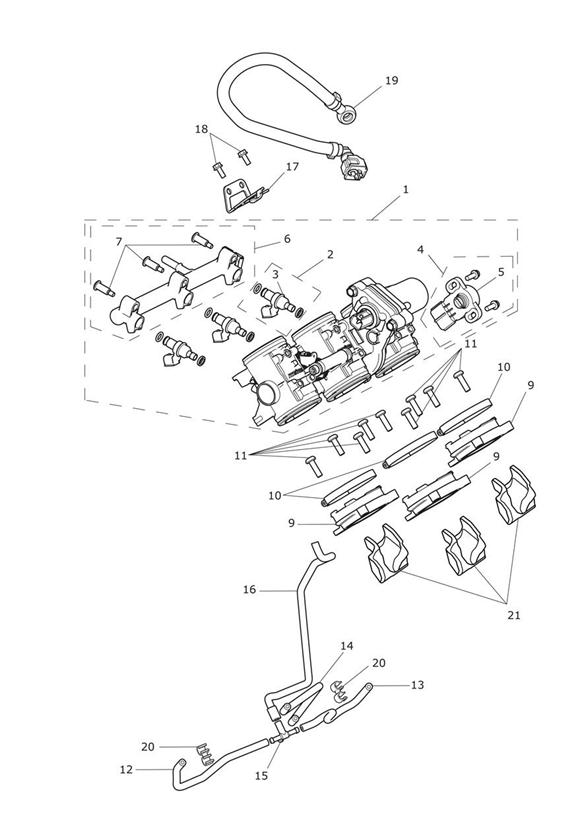 Throttles, injectors and fuel rail