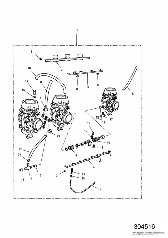 Carburettors 3 cylinder - us cal  + eng no 55615