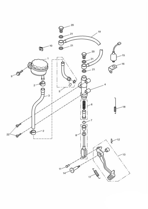 Rear brake master cylinder