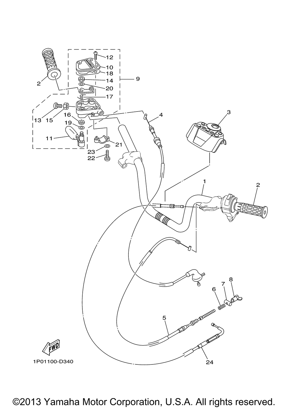 Steering handle cable