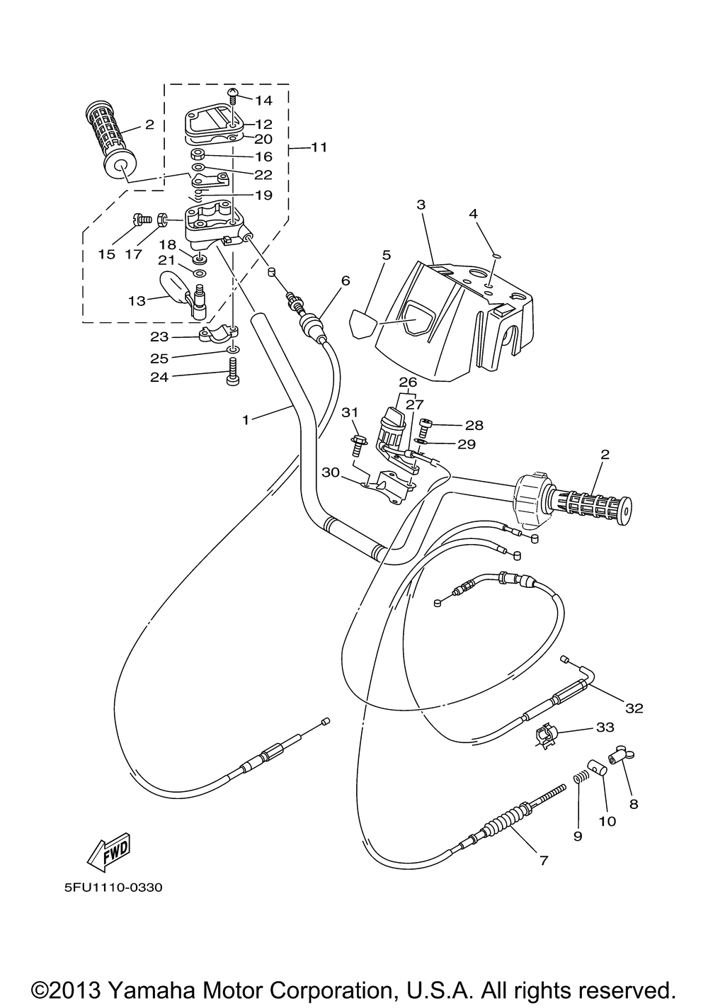 Steering handle cable