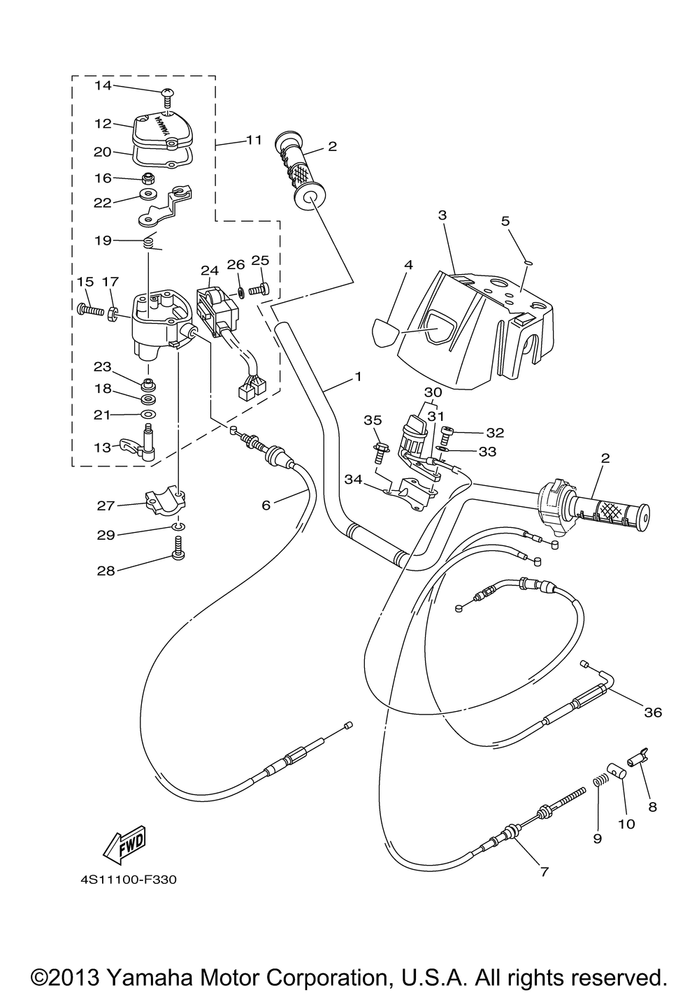 Steering handle cable