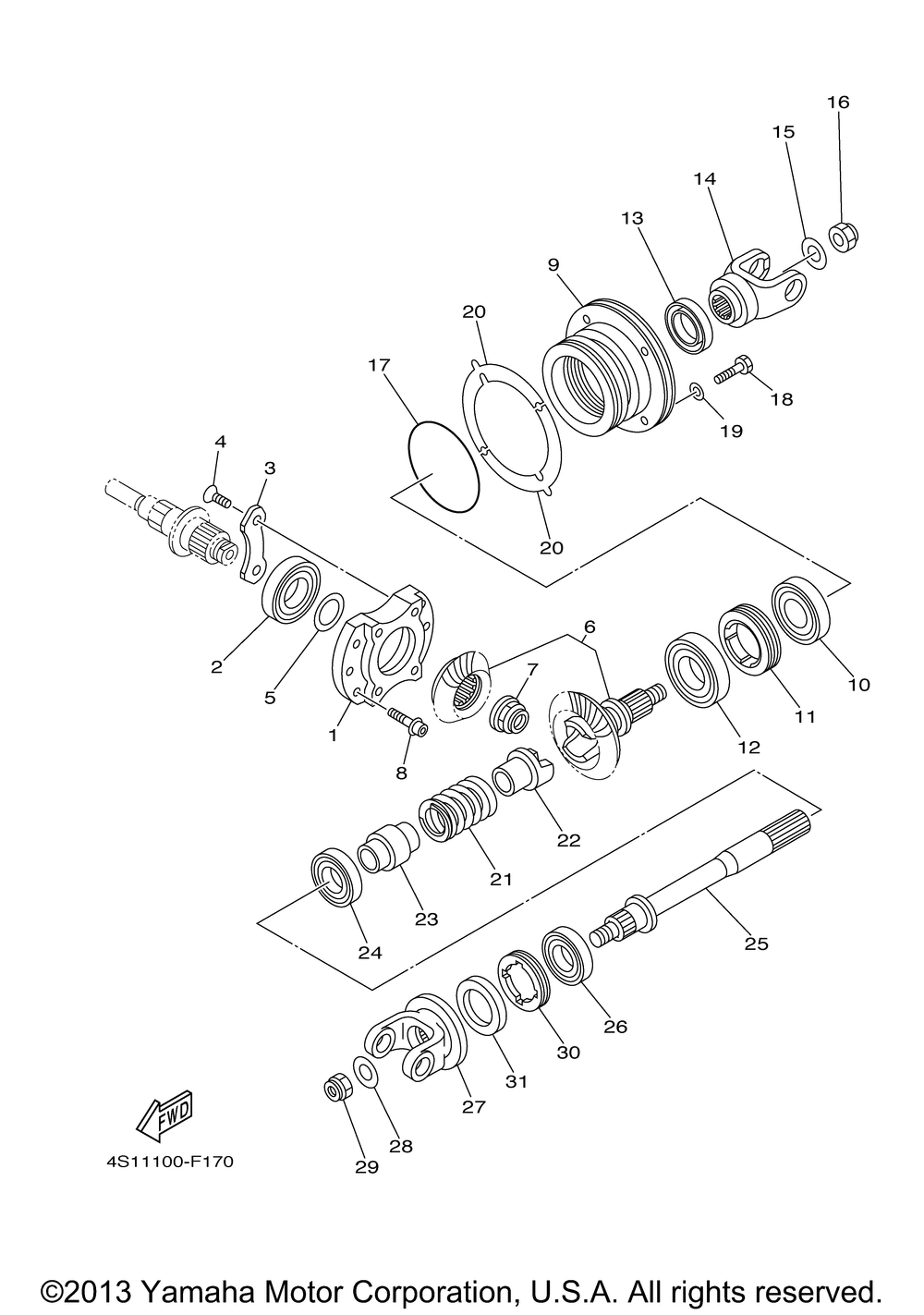 Middle drive gear