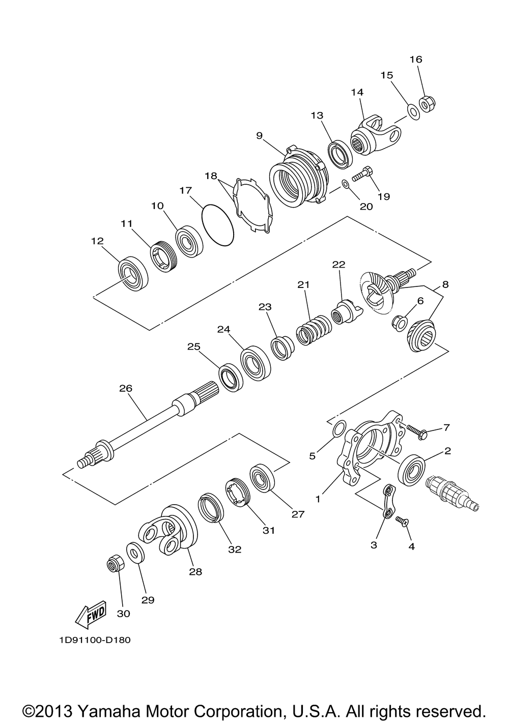 Middle drive gear