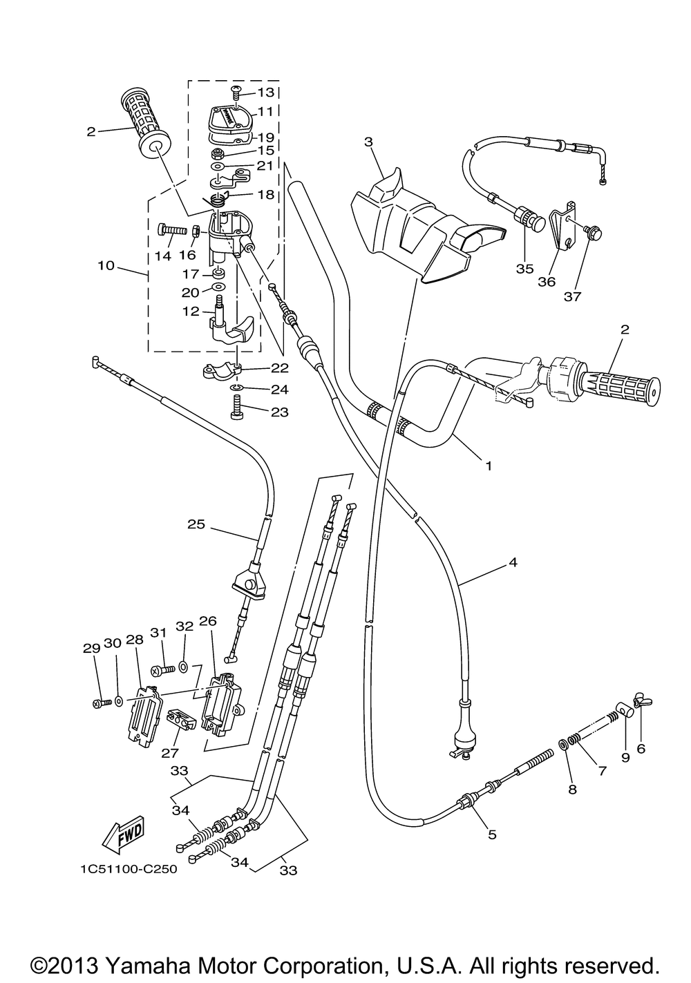 Steering handle & cable