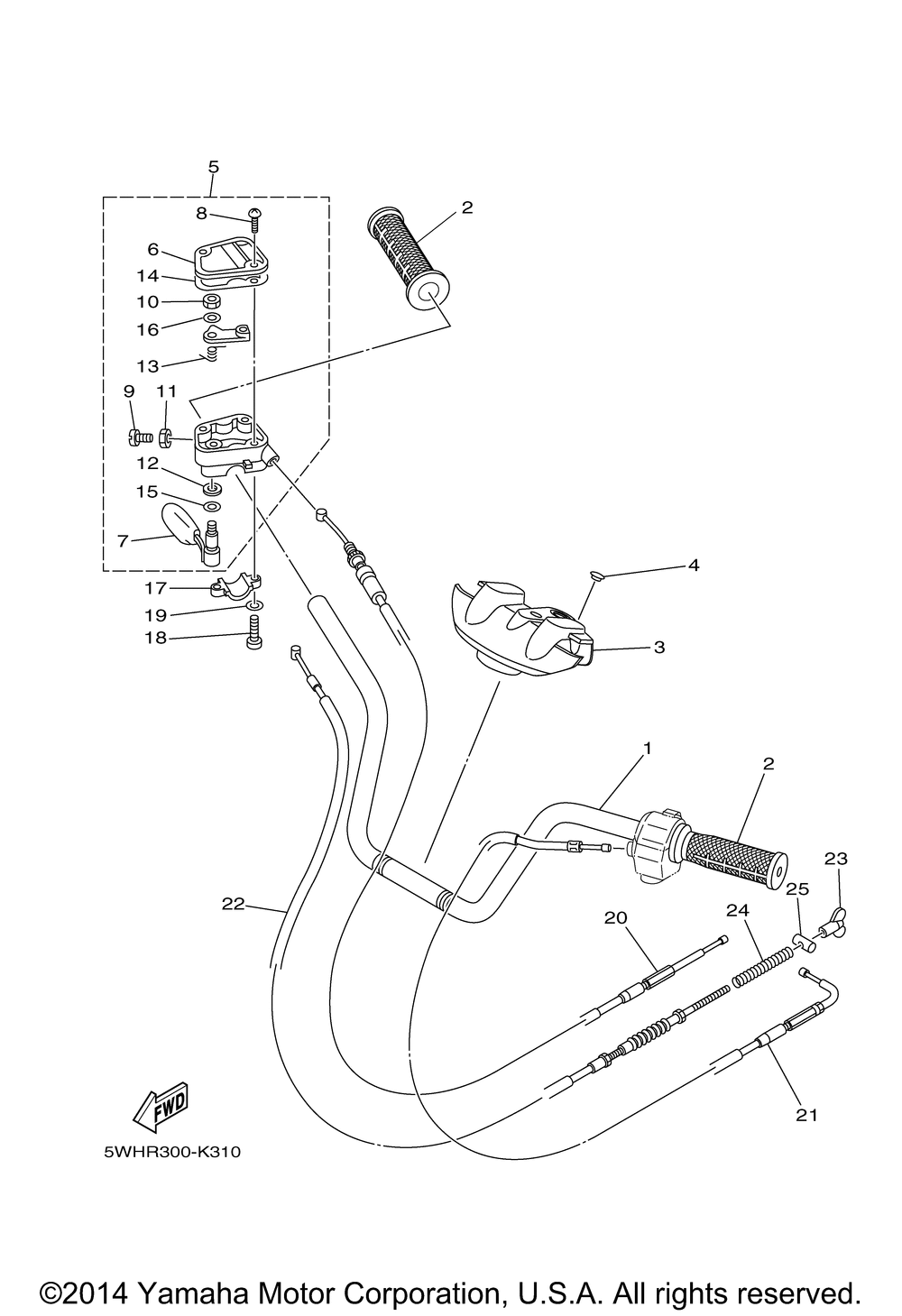 Steering handle cable