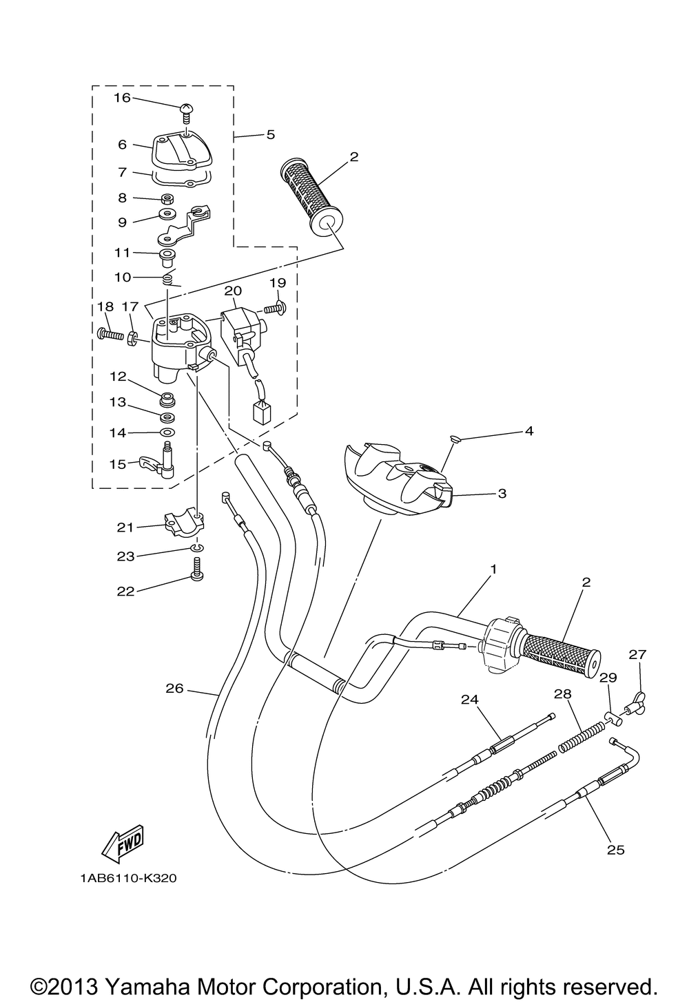 Steering handle cable