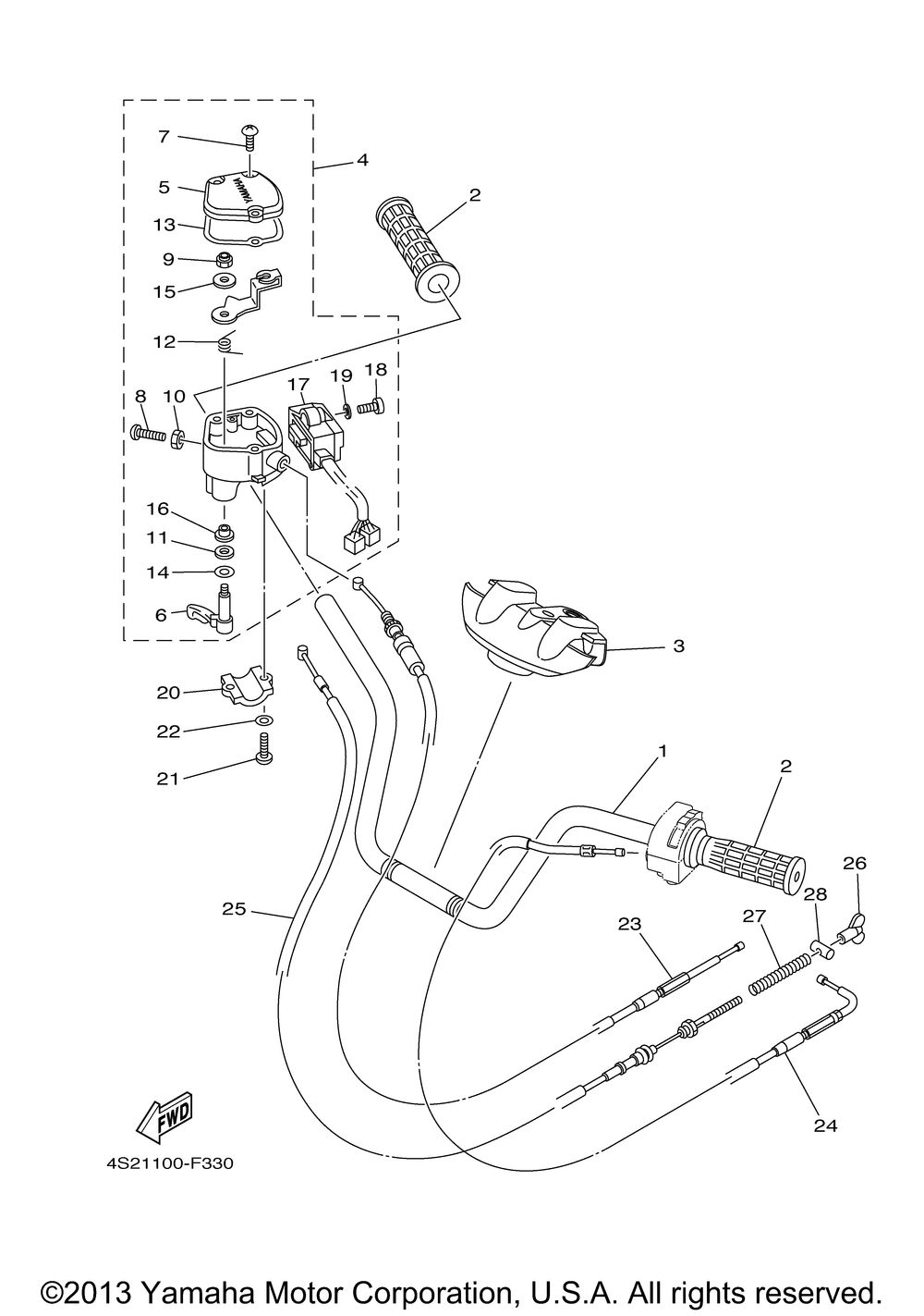 Steering handle cable