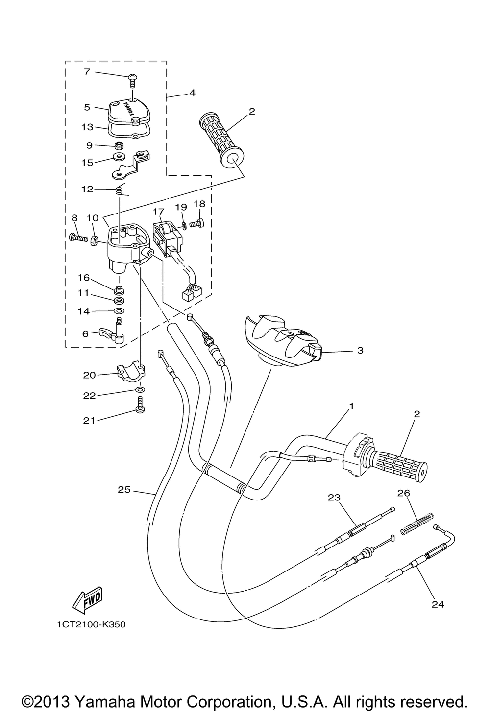 Steering handle cable