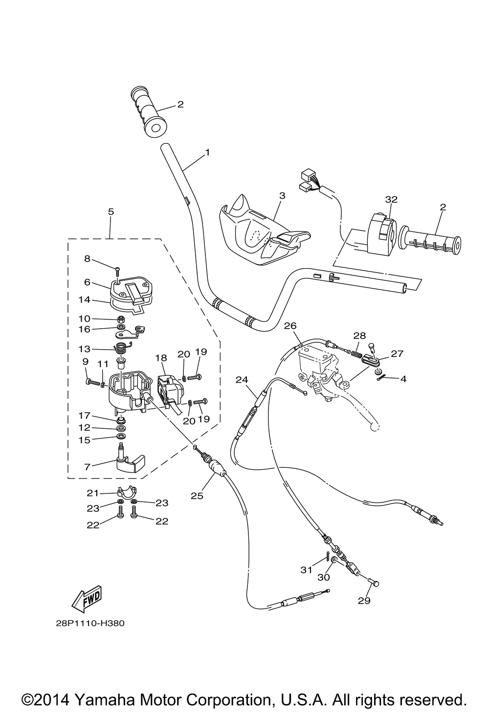 Steering handle cable