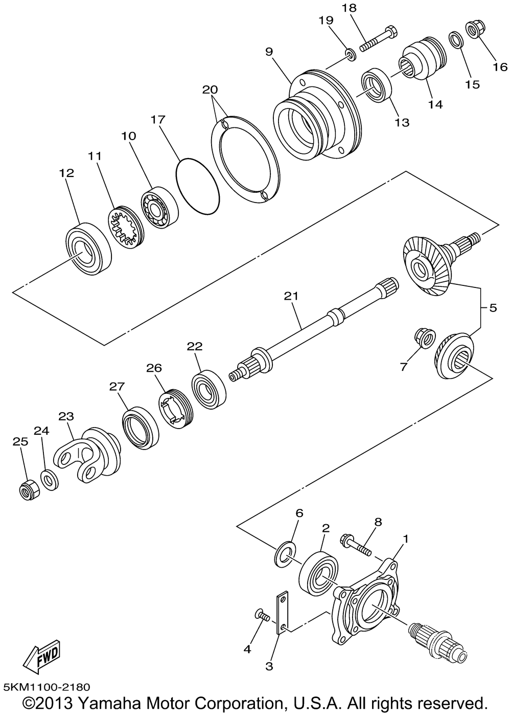 Middle drive gear