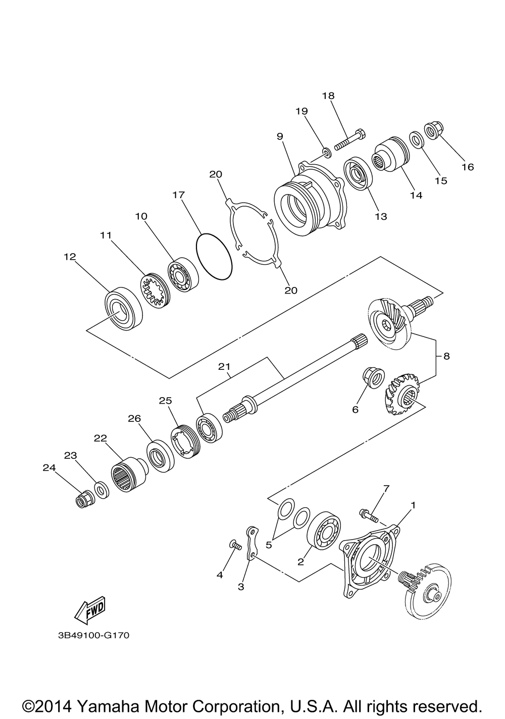 Middle drive gear