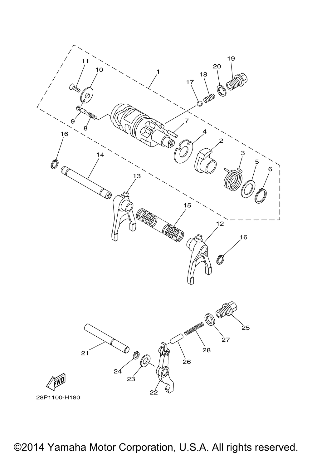 Shift cam fork