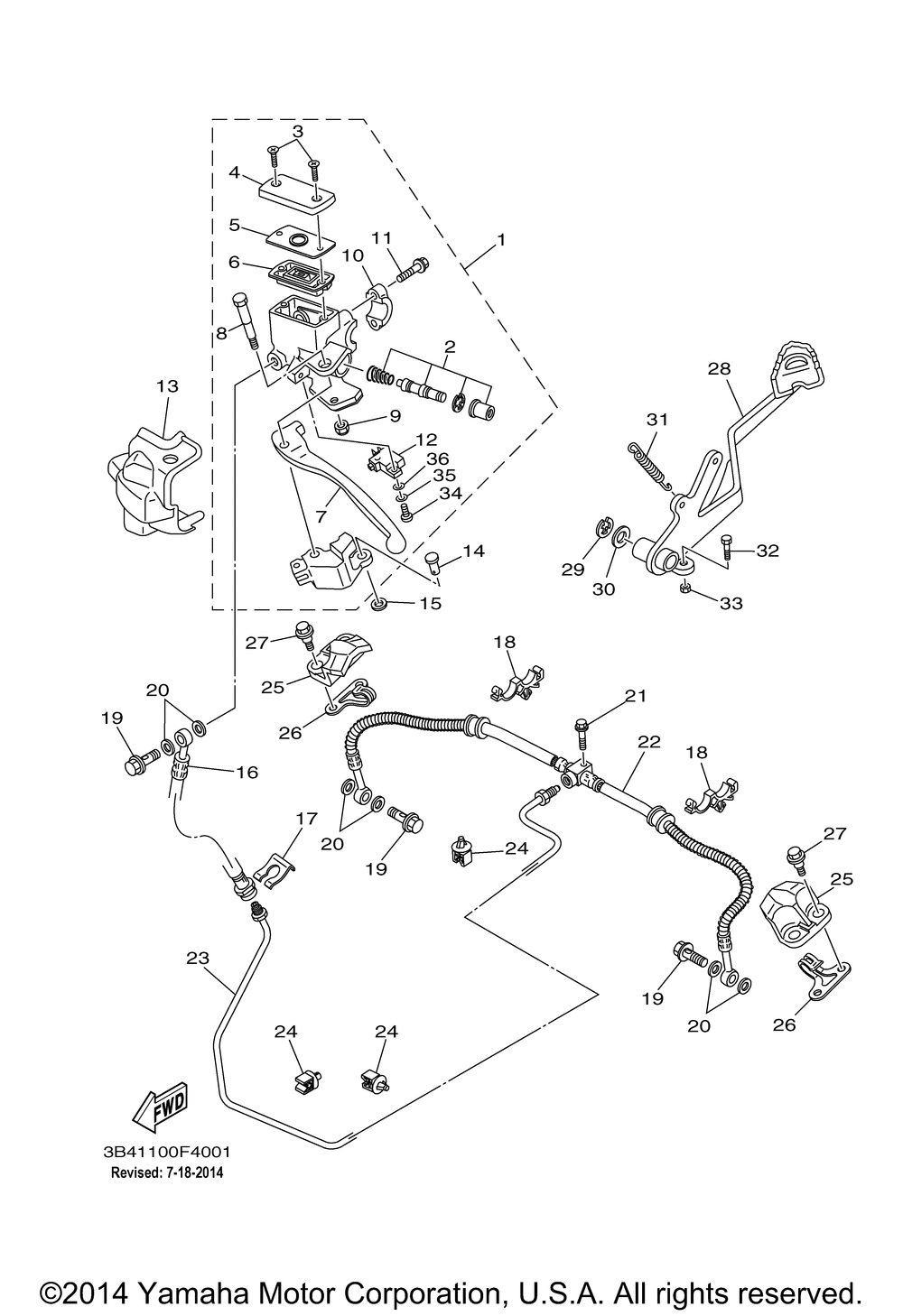 Rear master cylinder