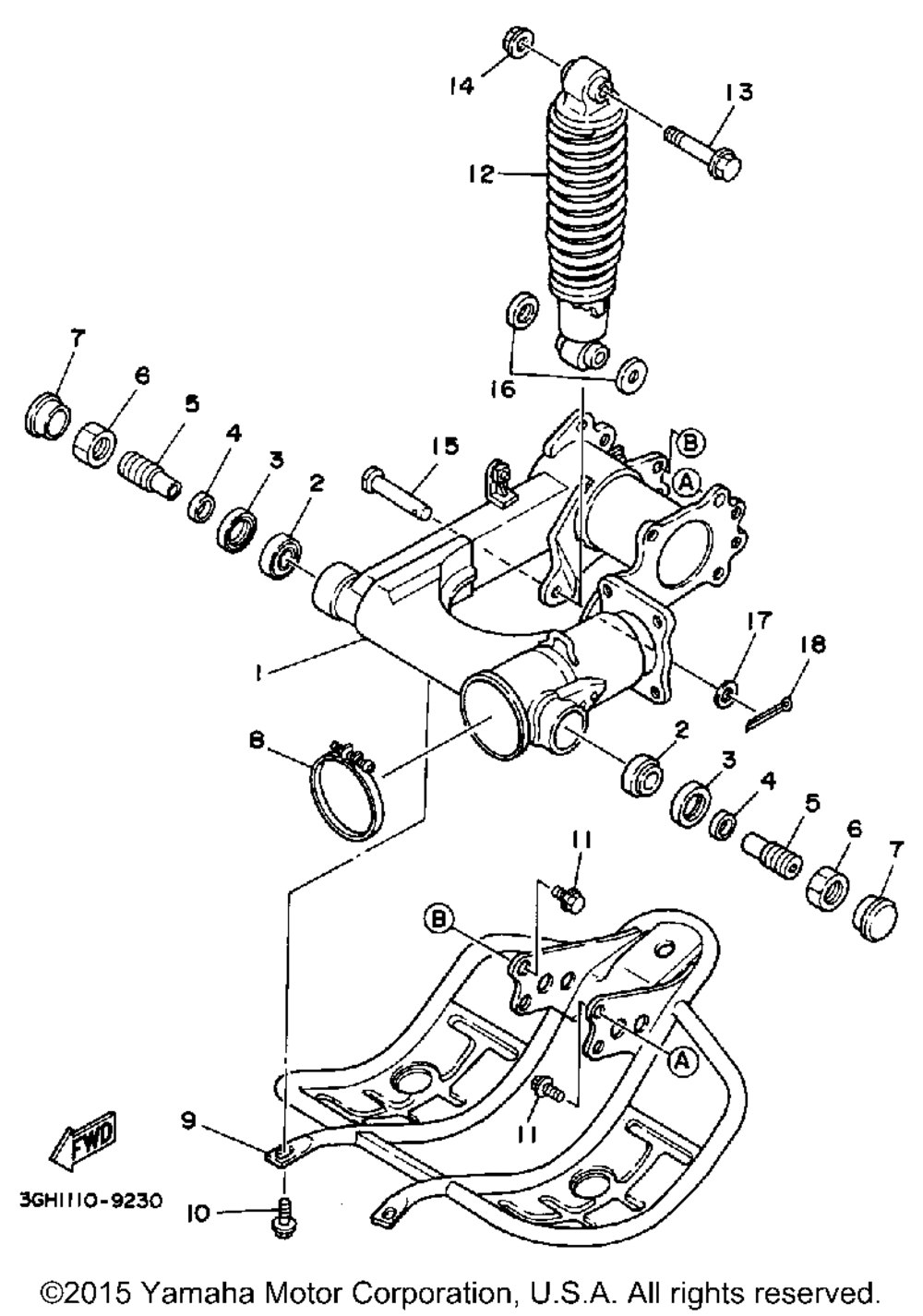 Swing arm-rear shocks