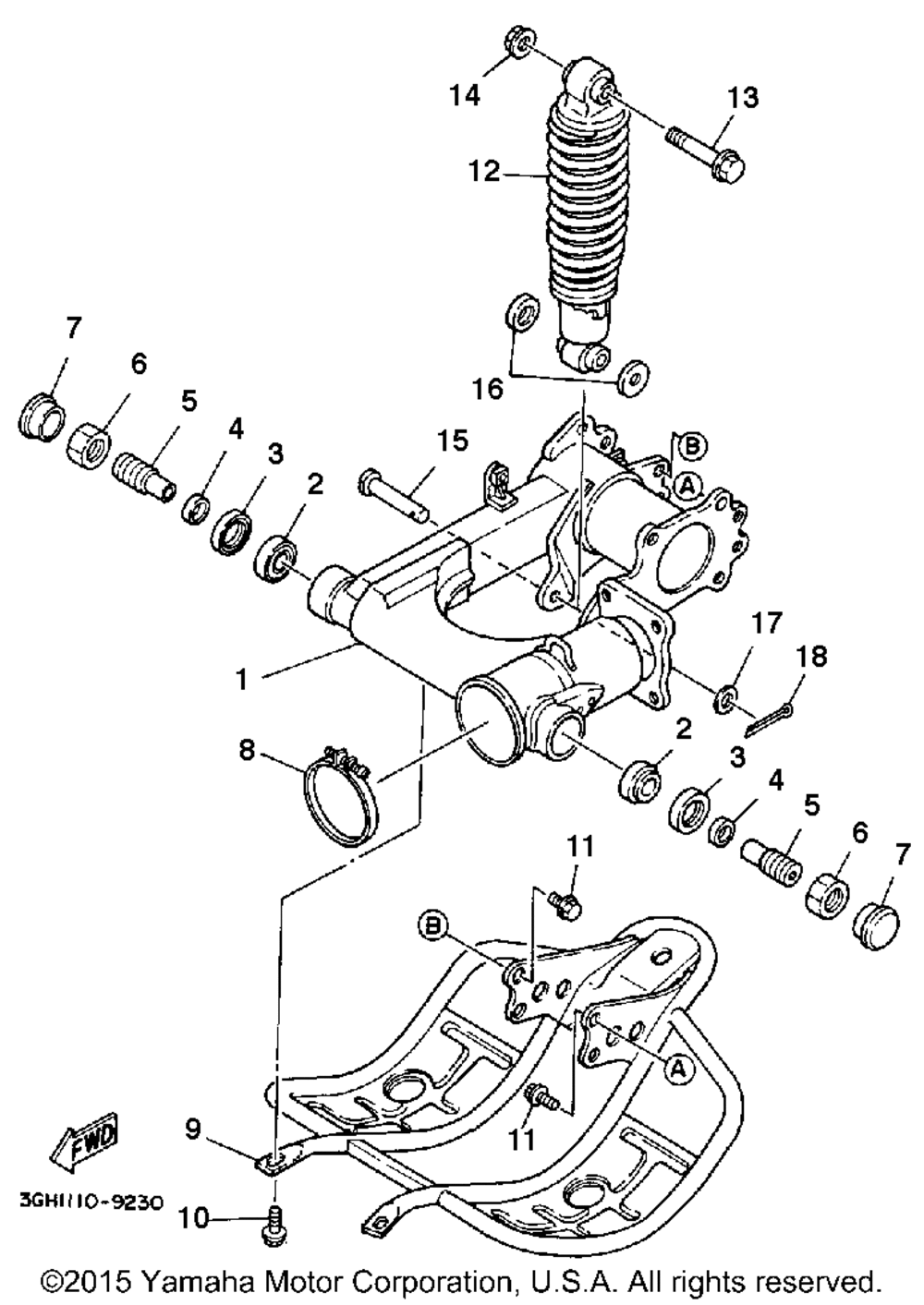 Swing arm-rear shocks