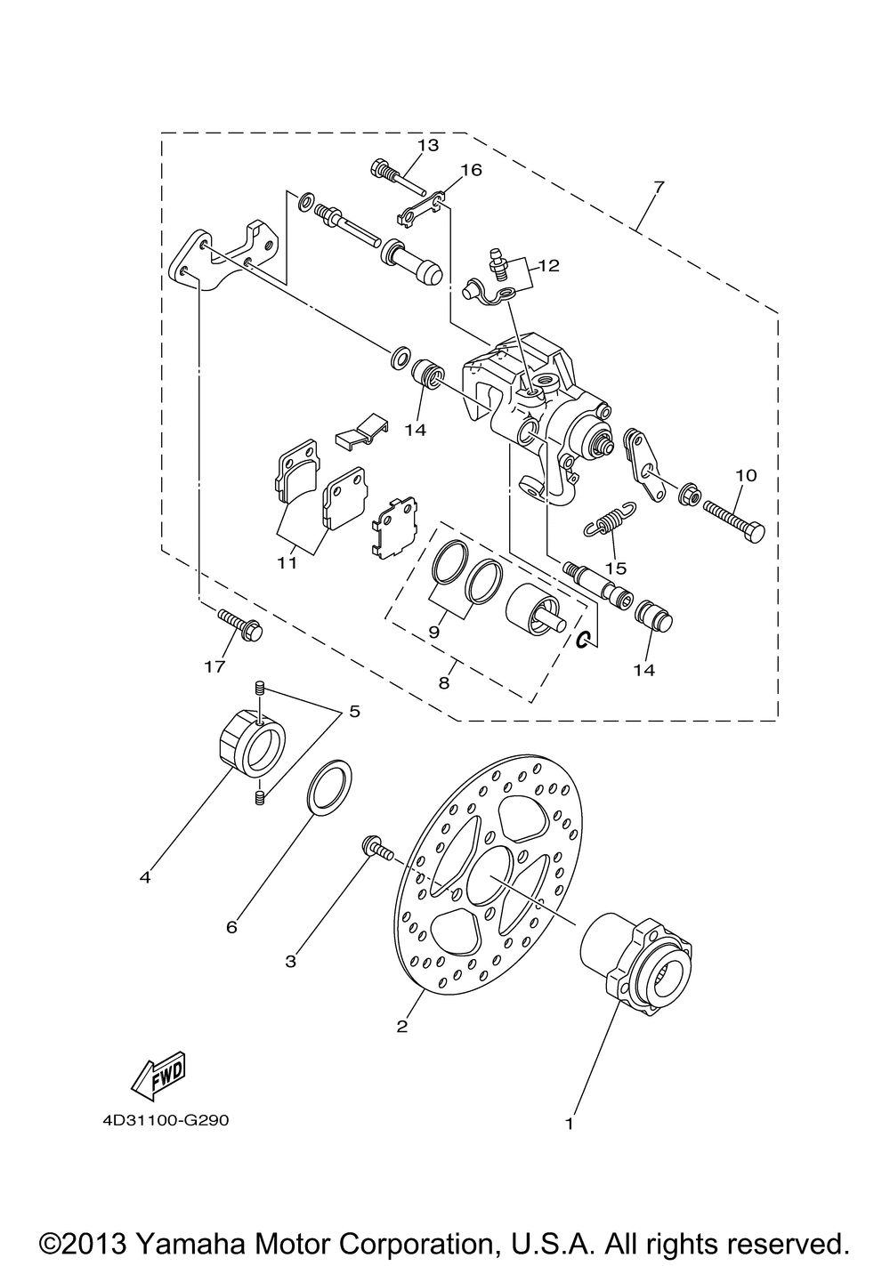 Rear brake caliper