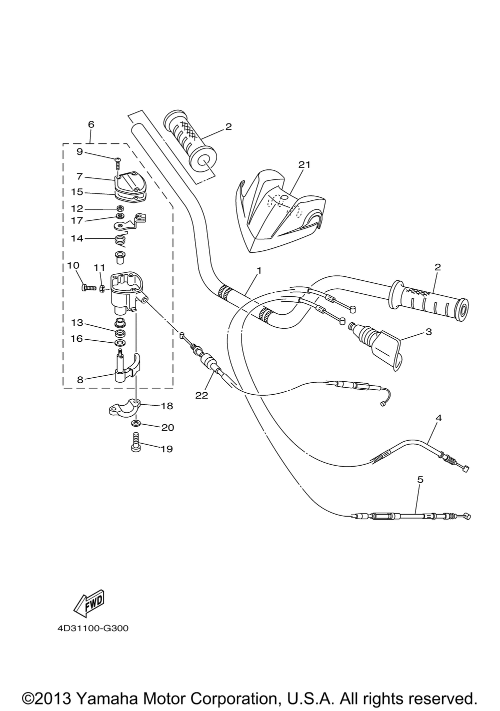 Steering handle cable