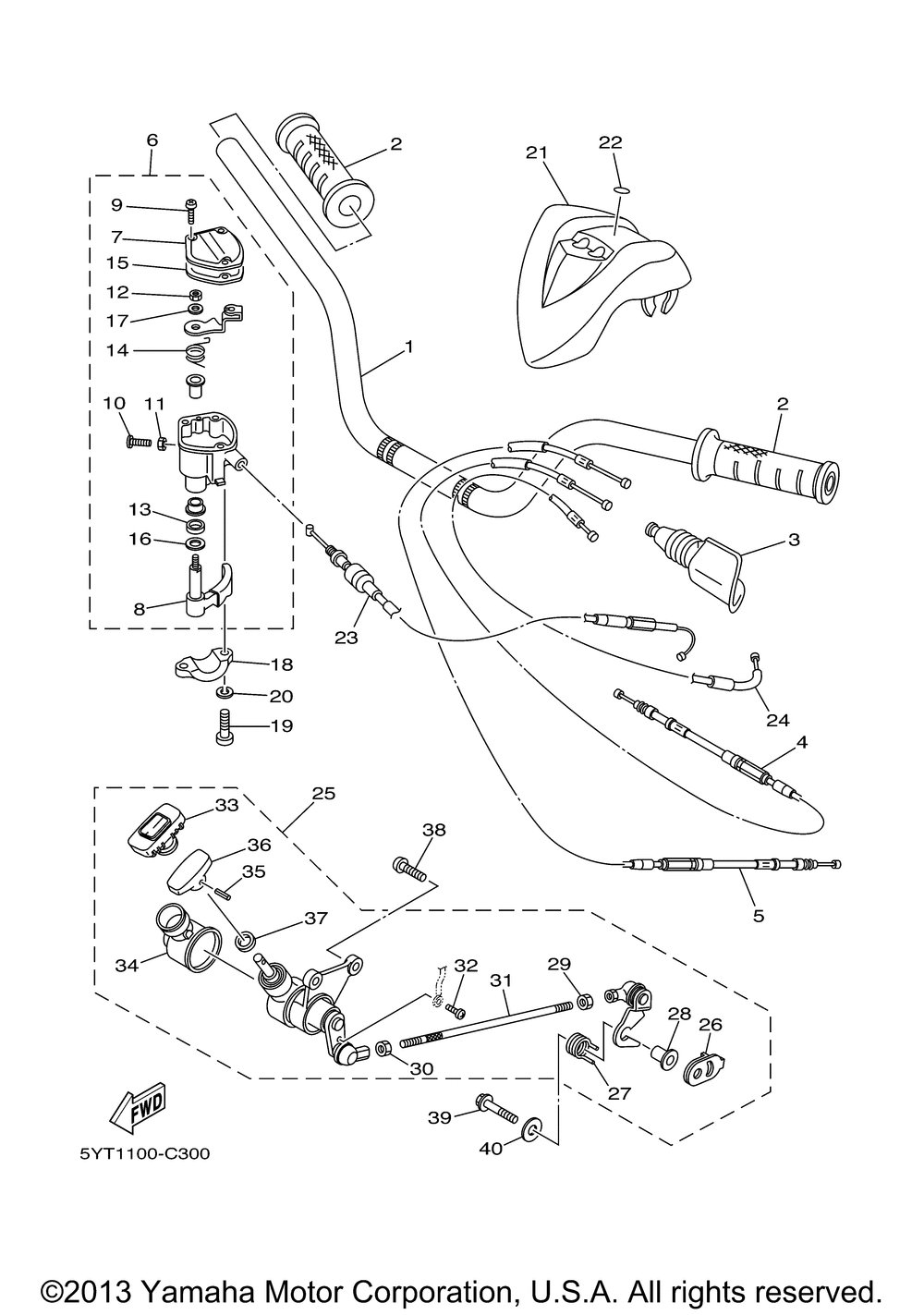 Steering handle cable