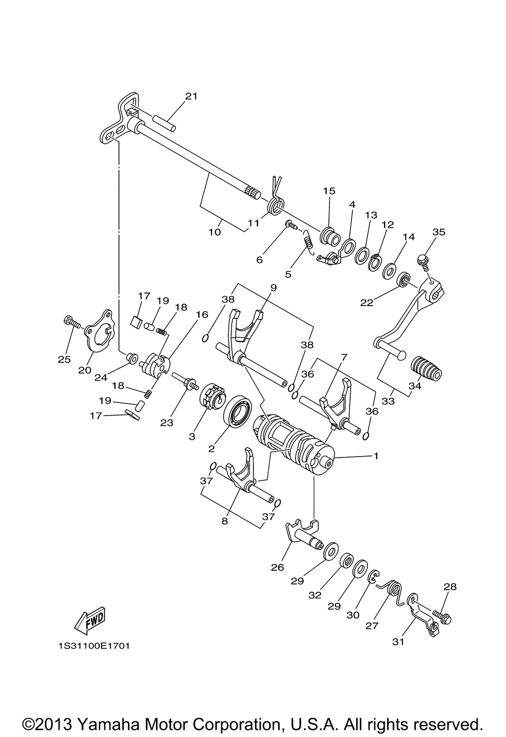 Shift cam fork