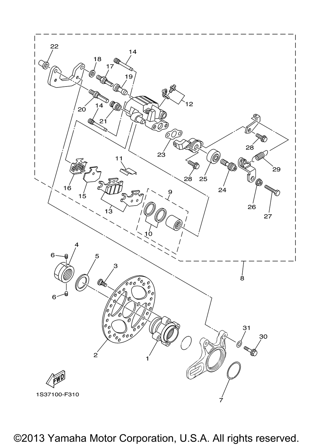 Rear brake caliper