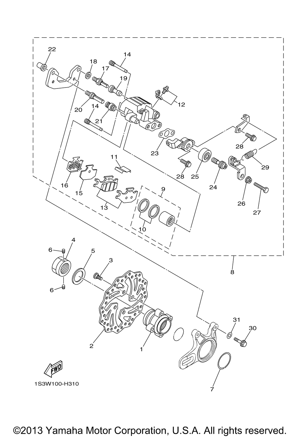 Rear brake caliper