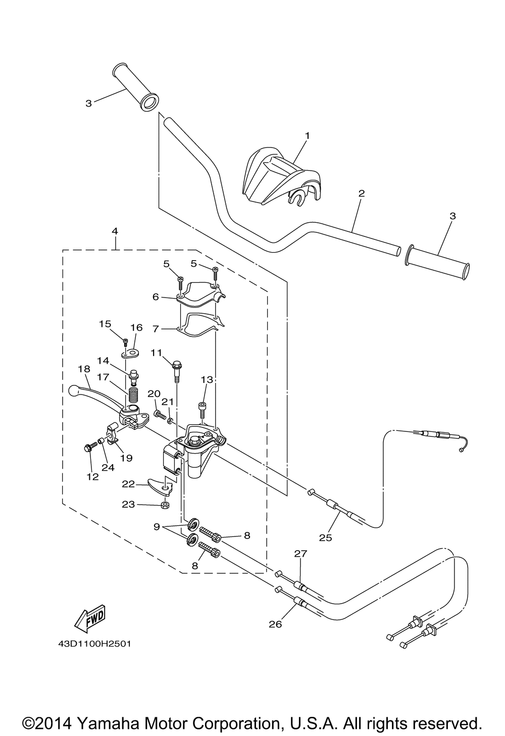 Steering handle cable