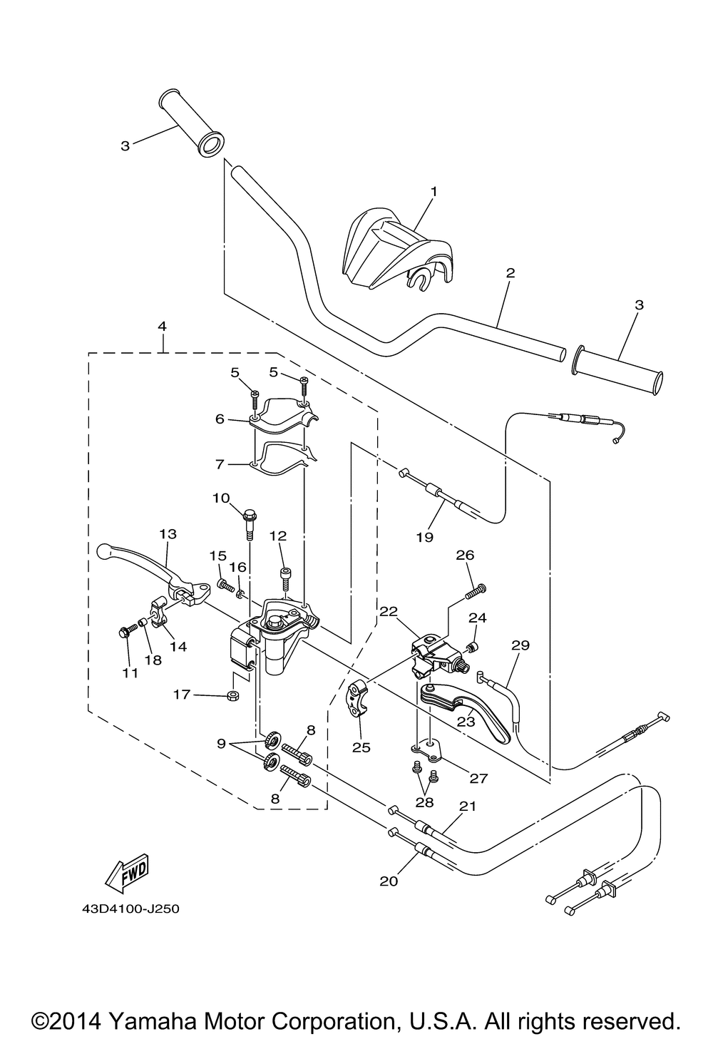 Steering handle cable