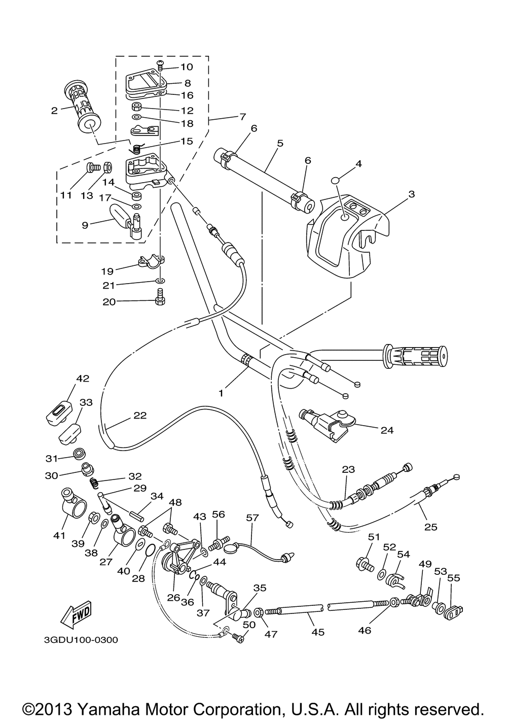 Steering handle cable