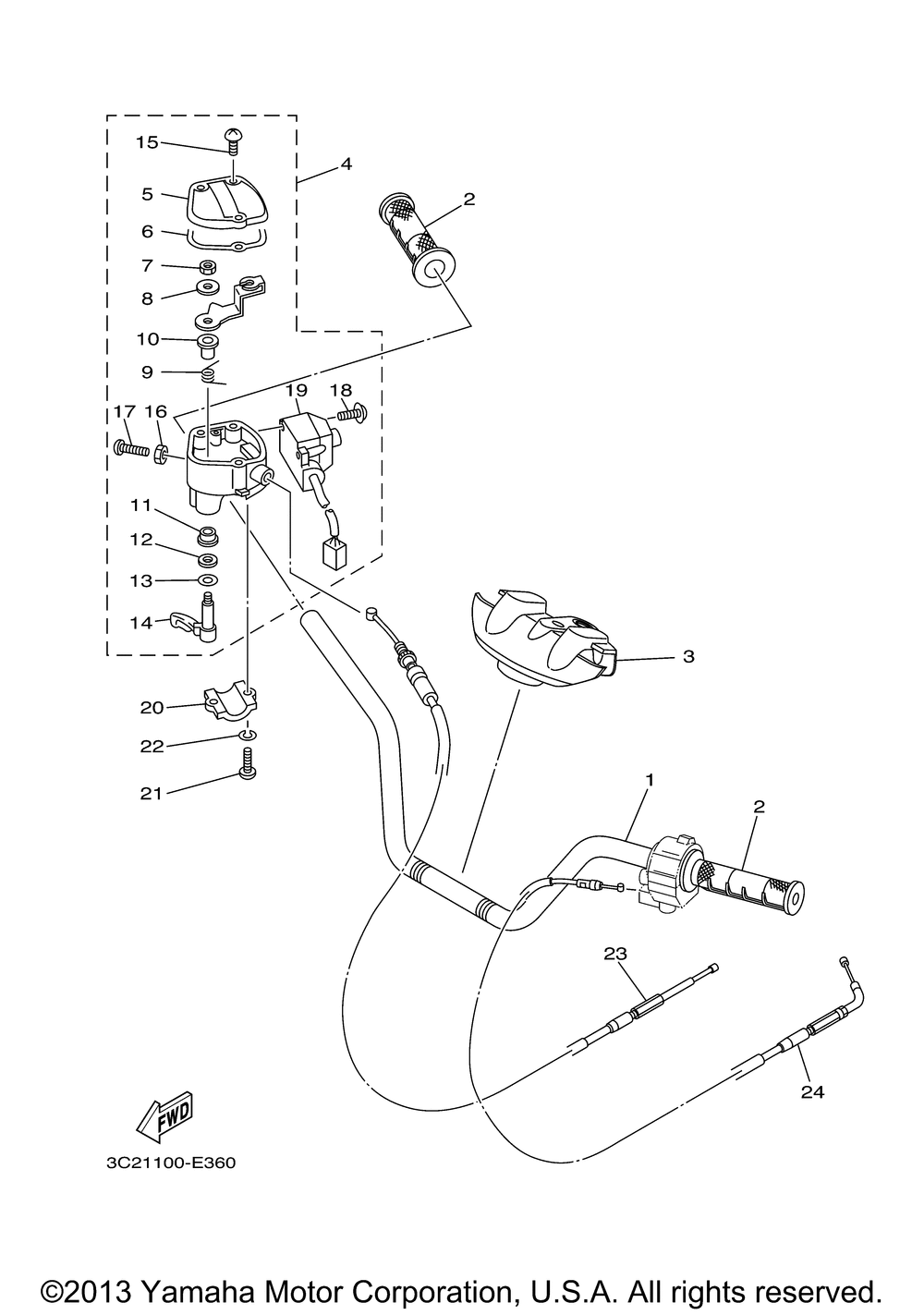 Steering handle & cable