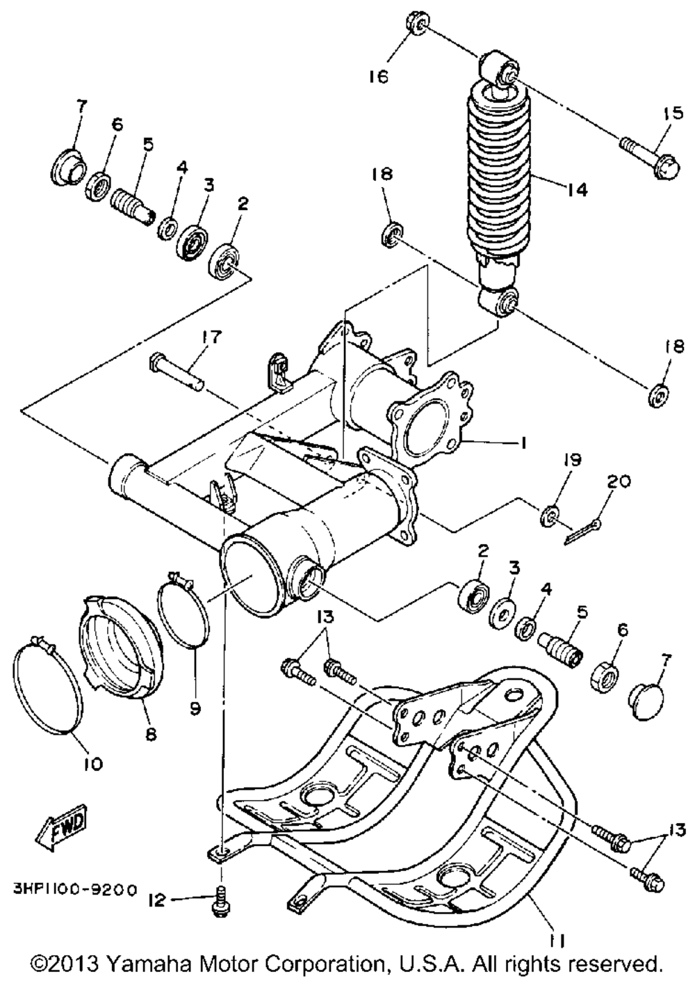 Swing arm-rear shocks