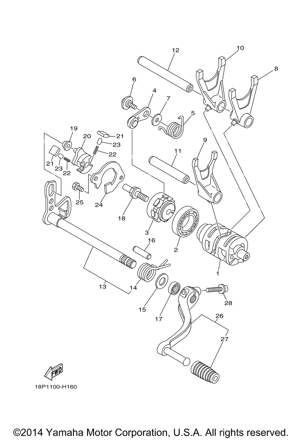 Shift cam fork