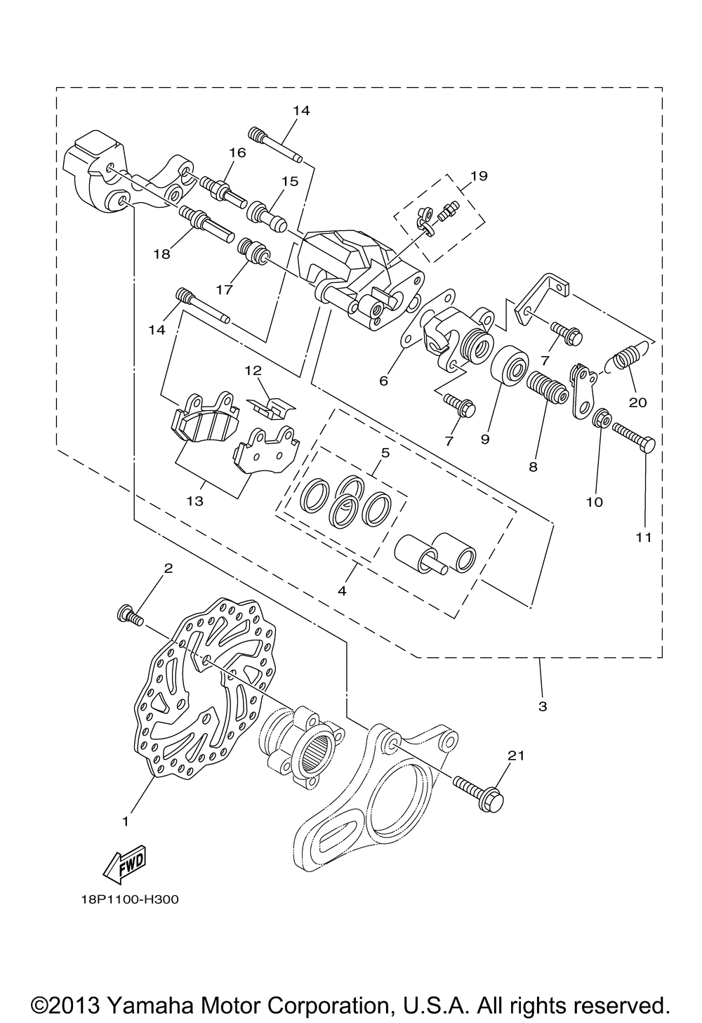 Rear brake caliper