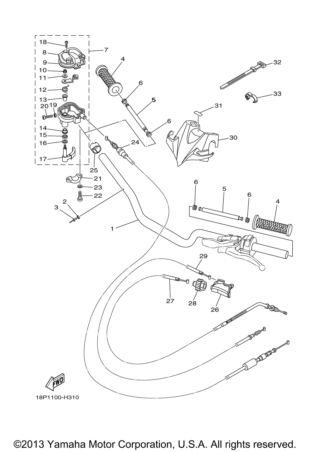 Steering handle cable