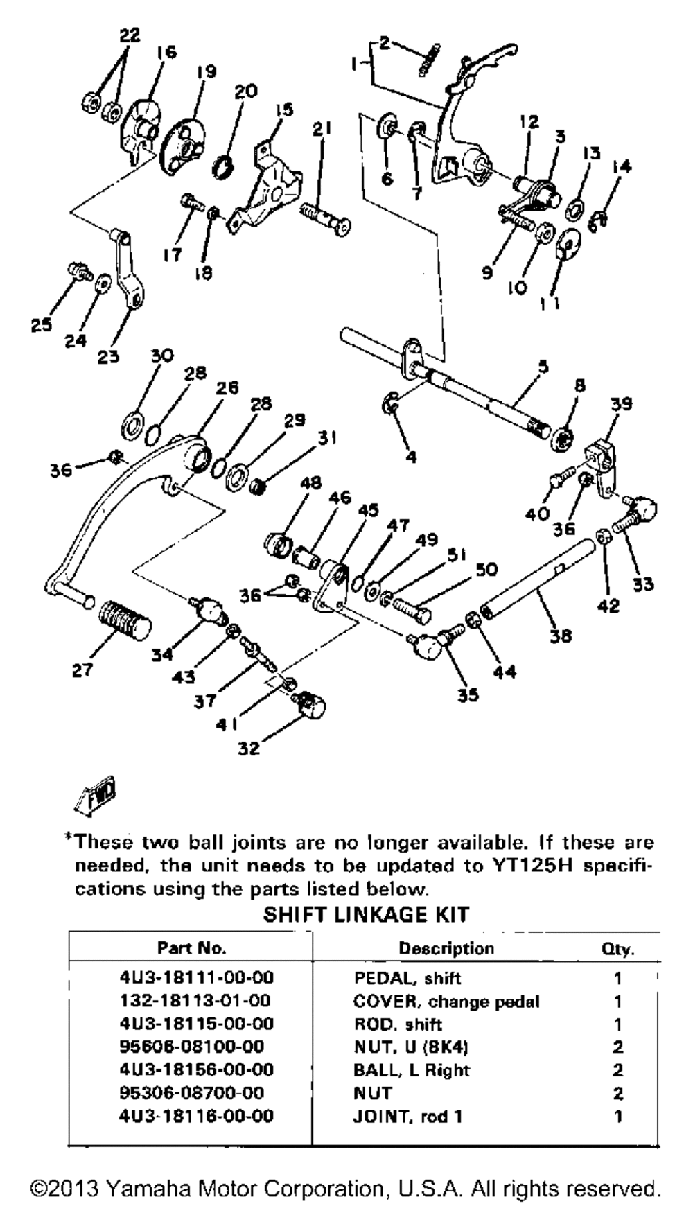 Shift shaft - pedal yt125g