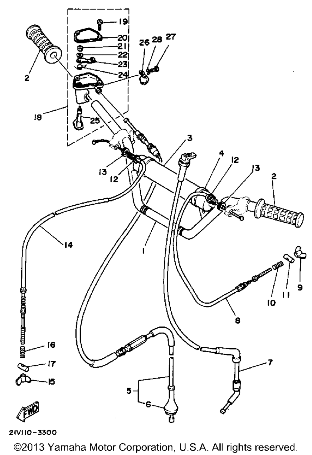 Handlebar - cable ytm200k