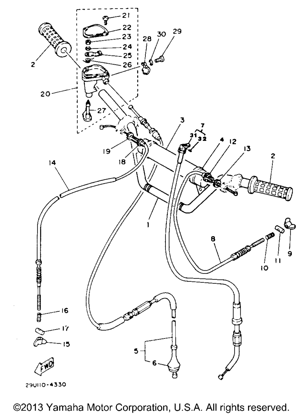 Handlebar - cable (ytm225dxl)