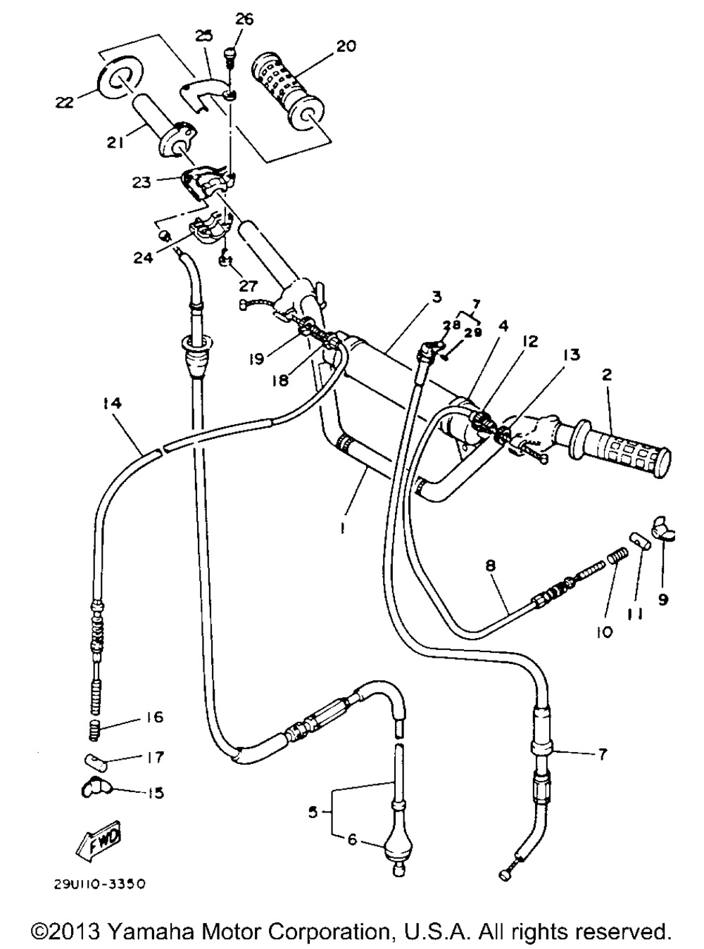 Handlebar - cable (ytm225dxk)