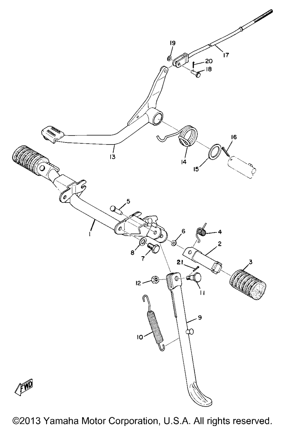 Standfoot rest & rear brake pedal