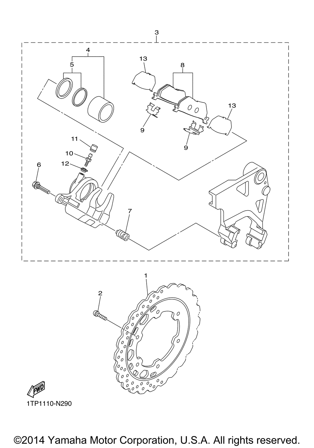 Rear brake caliper