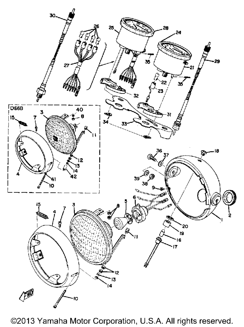 Headlamp speedometer & tachometer