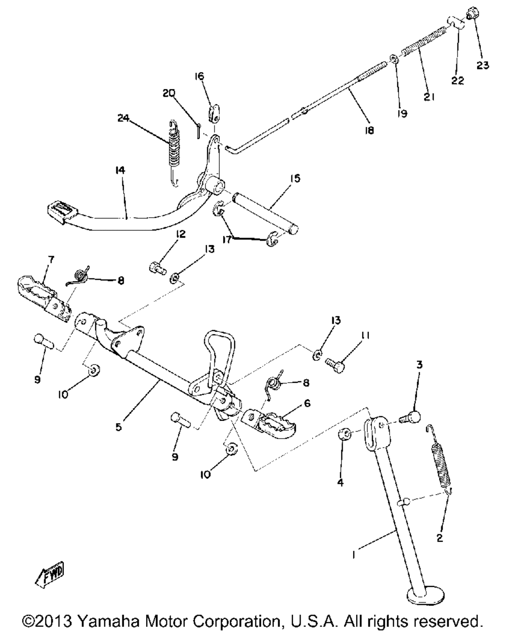 Stand footrest brake pedal