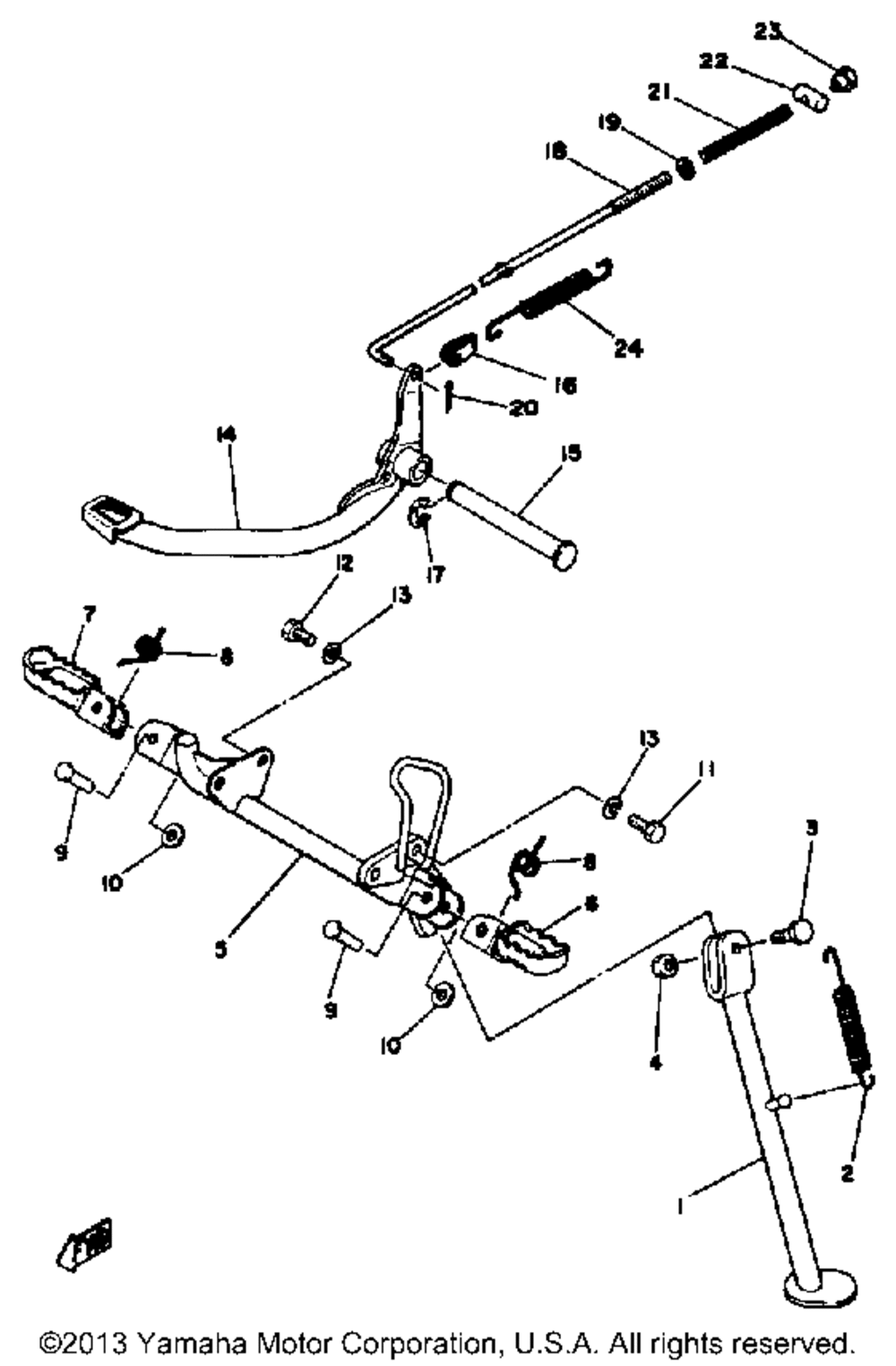 Stand footrest brake pedal