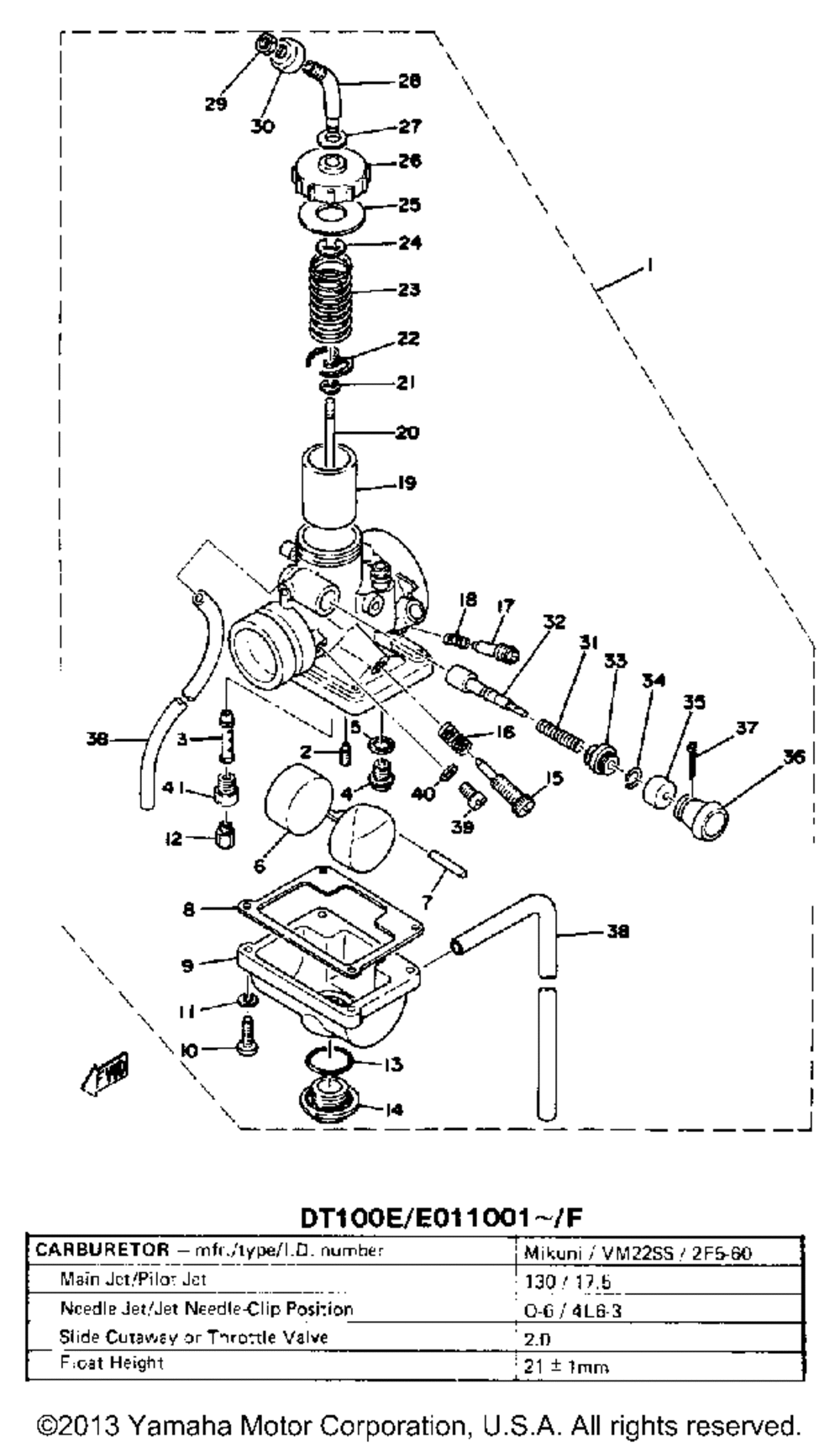 Carburetor dt100e e011001~f